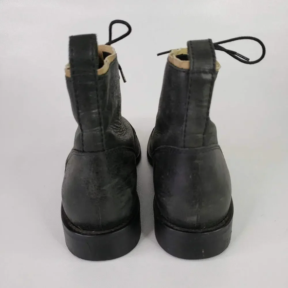 J Crew Black Leather Ankle Boots Womens Size 8 Pretty Style Italy Academia